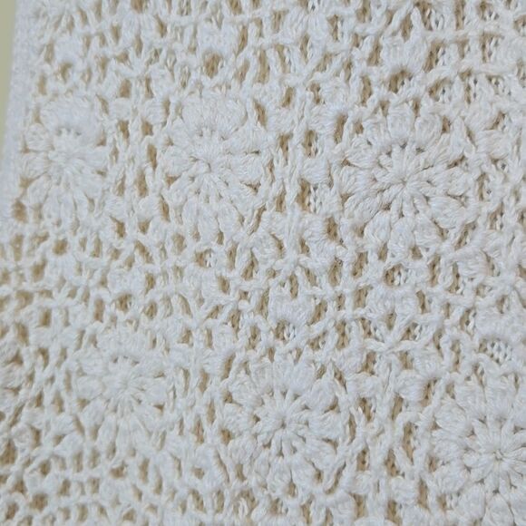 Crochet Cottagecore Grandma Floral Cardigan Sweater Vest 3X Boho Coastal Grandma - Picture 9 of 11